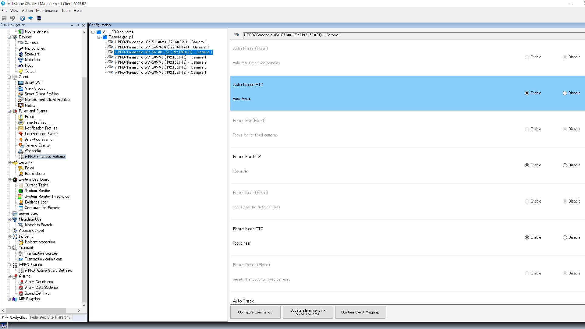 i-PRO Extended actions, you setup for one device at a time or all at once.